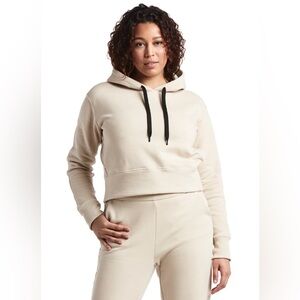 Public Rec Women’s Luxe Fleece Cropped Hoodie in Beige Size M
